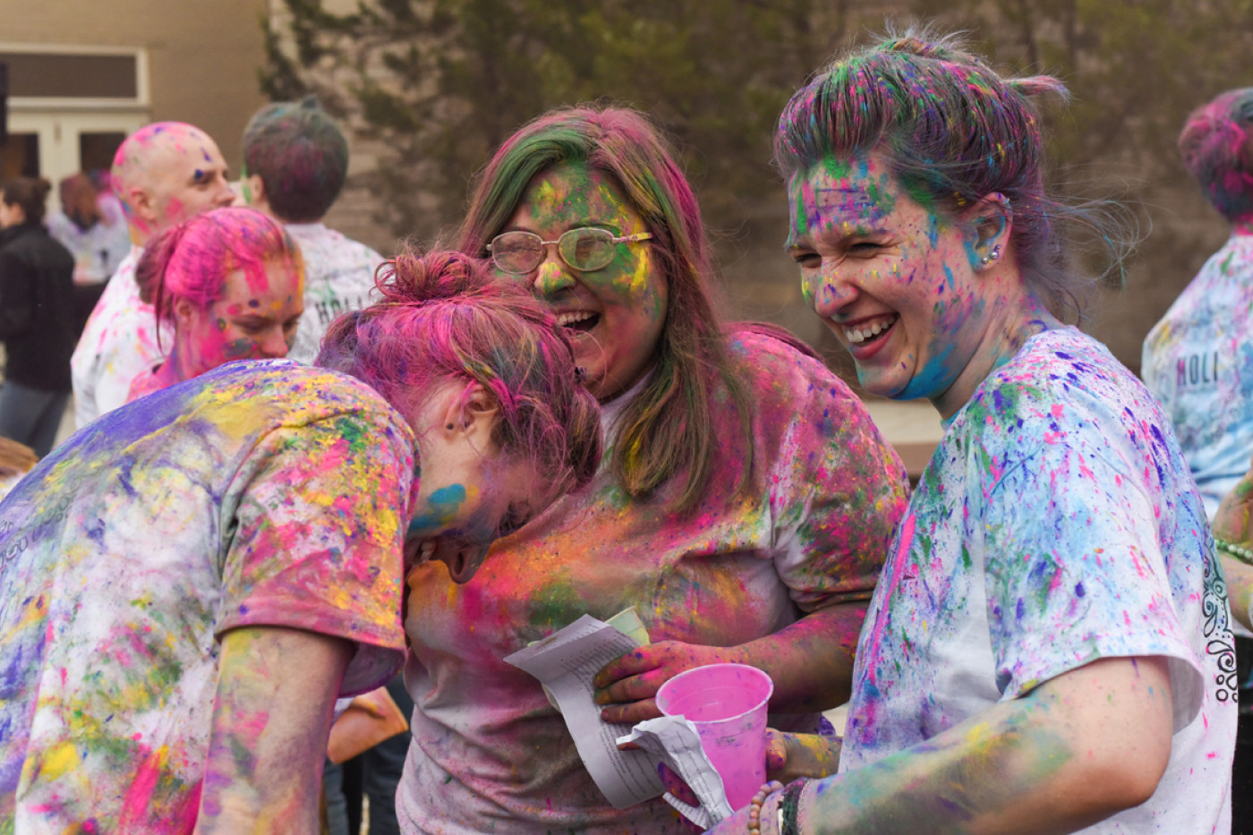 Carthage students celebrate Holi on campus.