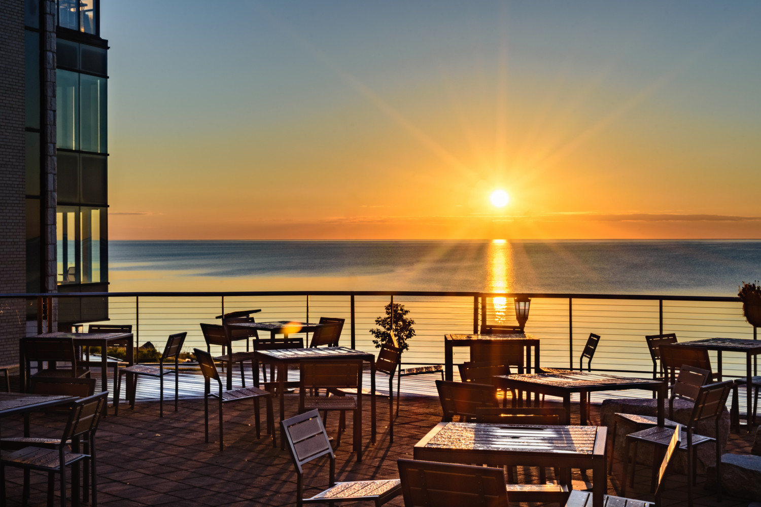 The patio outside the Science Center provides some of campus' best views.