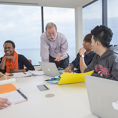 Class in the Science Center glass classroom