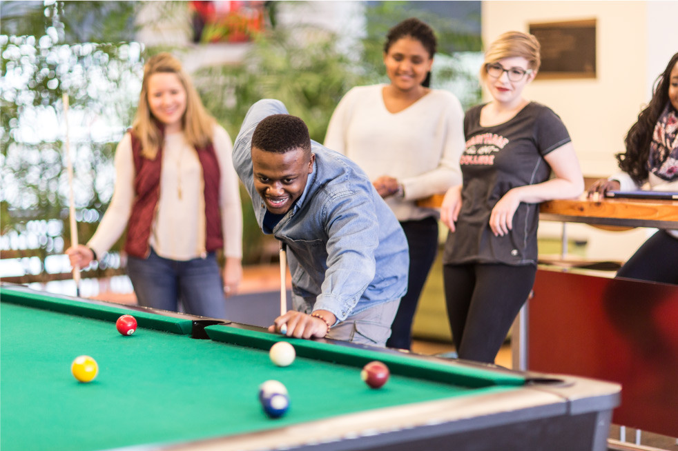 Campbell Student Union features a comfortable campus living room, space to eat and study, foosball and pool tables, a theatre, student ar...