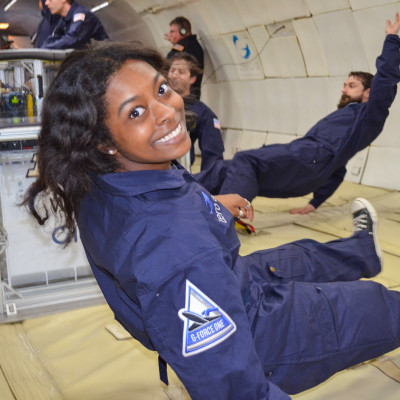 Carthage Microgravity Team during a zero-g flight.