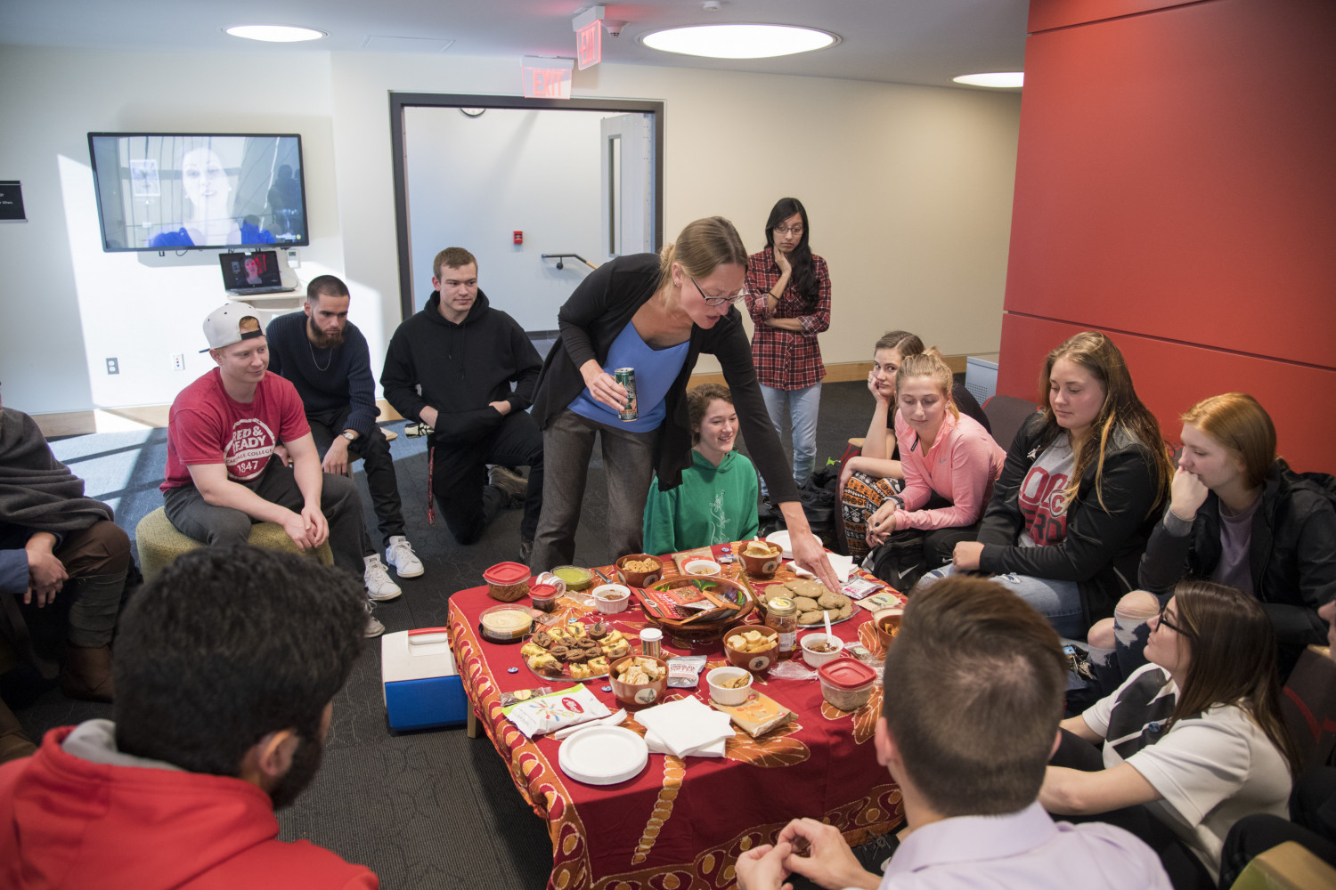 Biology professor Angela Dassow led one of her classes in an unusual dining experience for Halloween: a spread of goodies made with insects.