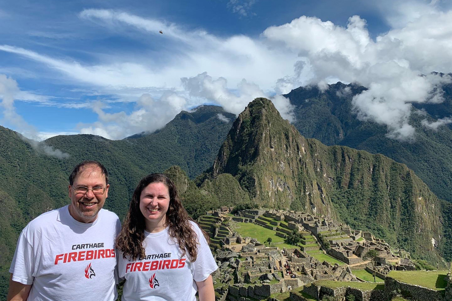 Profs. Jeff Roberg (political science) and Maribel Morales (modern languages) in Peru on a J-Term study tour.
