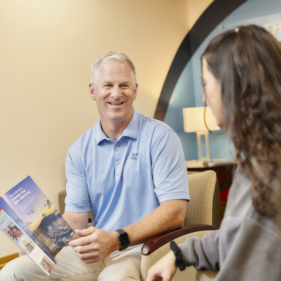 Admissions counselor Greg Huss works with a prospective student.
