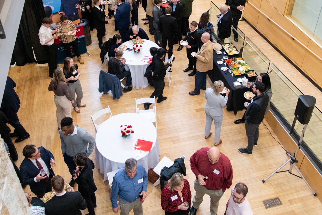 The A. W. Clausen Center for World Business offers several classrooms, conference rooms, a 200-person theatre, and several indoor and out...