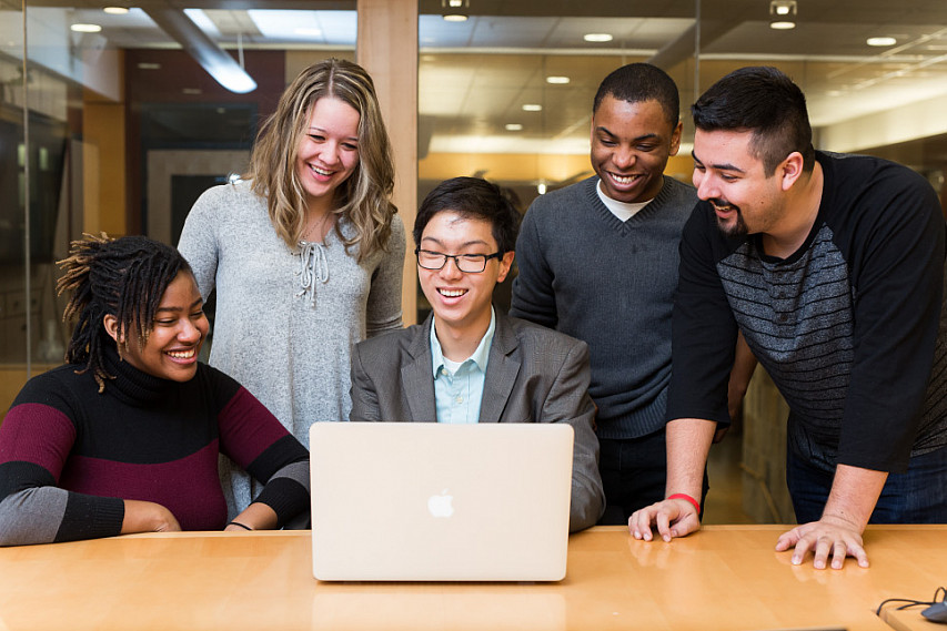 Students studying in the Troha Baordroom.