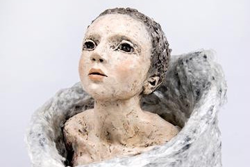 Elissa Farrow-Savos “Brave New Girl. Polymer, oil paint, found objects.