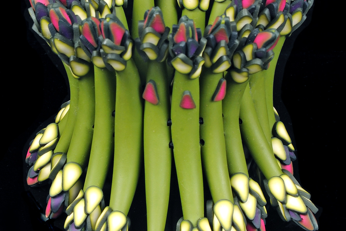 Lindly Haunani, Asparagus Crown Bracelet. Polymer, 4” x 3.