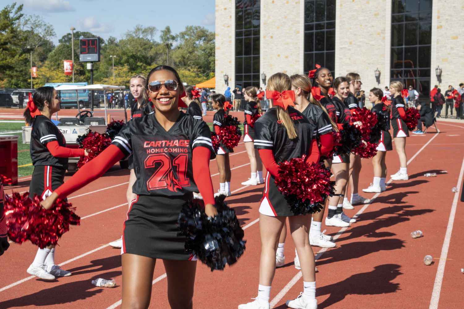 The Carthage Spirit Team cheers on the Firebirds.