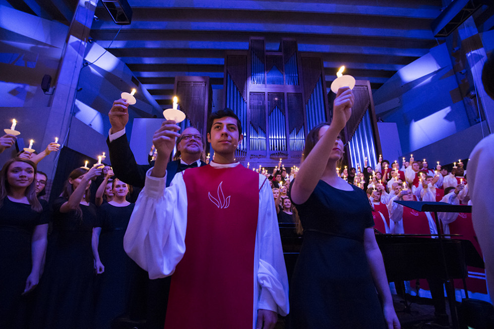 Performers and attendees participate in the Service of Light, a Christmas Festival favorite. 
