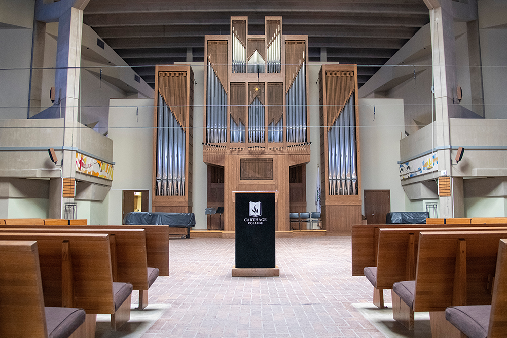 A.F. Siebert Chapel is located in the center of campus, it is the primary space in which the Carthage community assembles for worship, co...