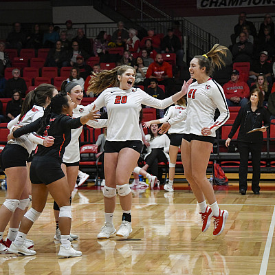 Carthage women's volleyball win a match.