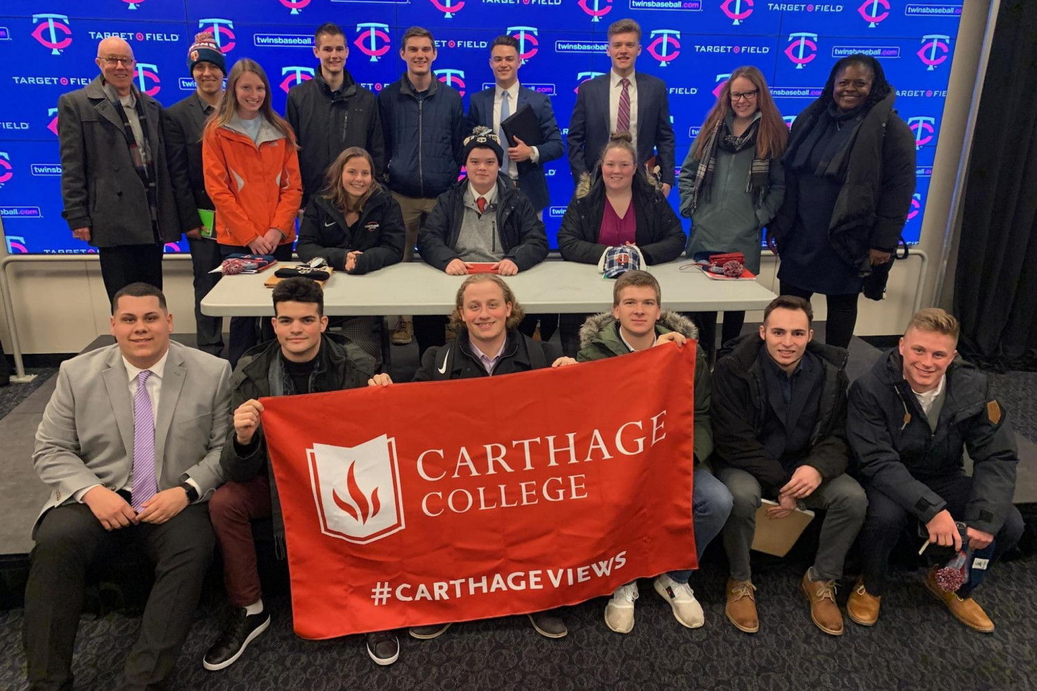 Sports management students at Minnesota Twins' Target Field.