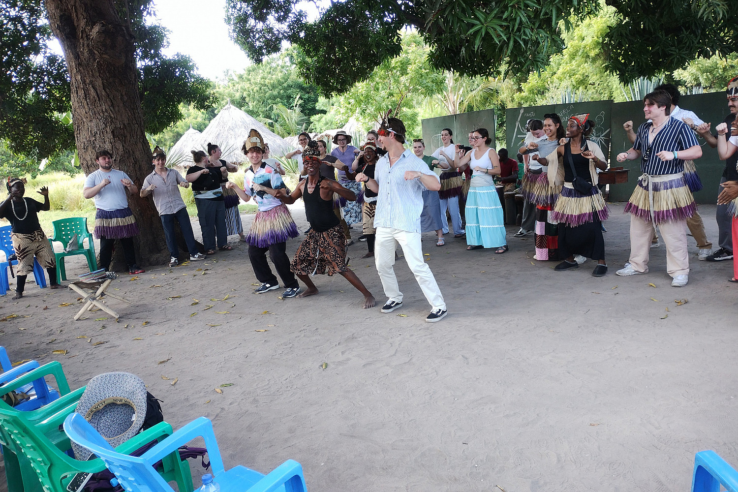 Students participating in traditional Tanzanian experiences.