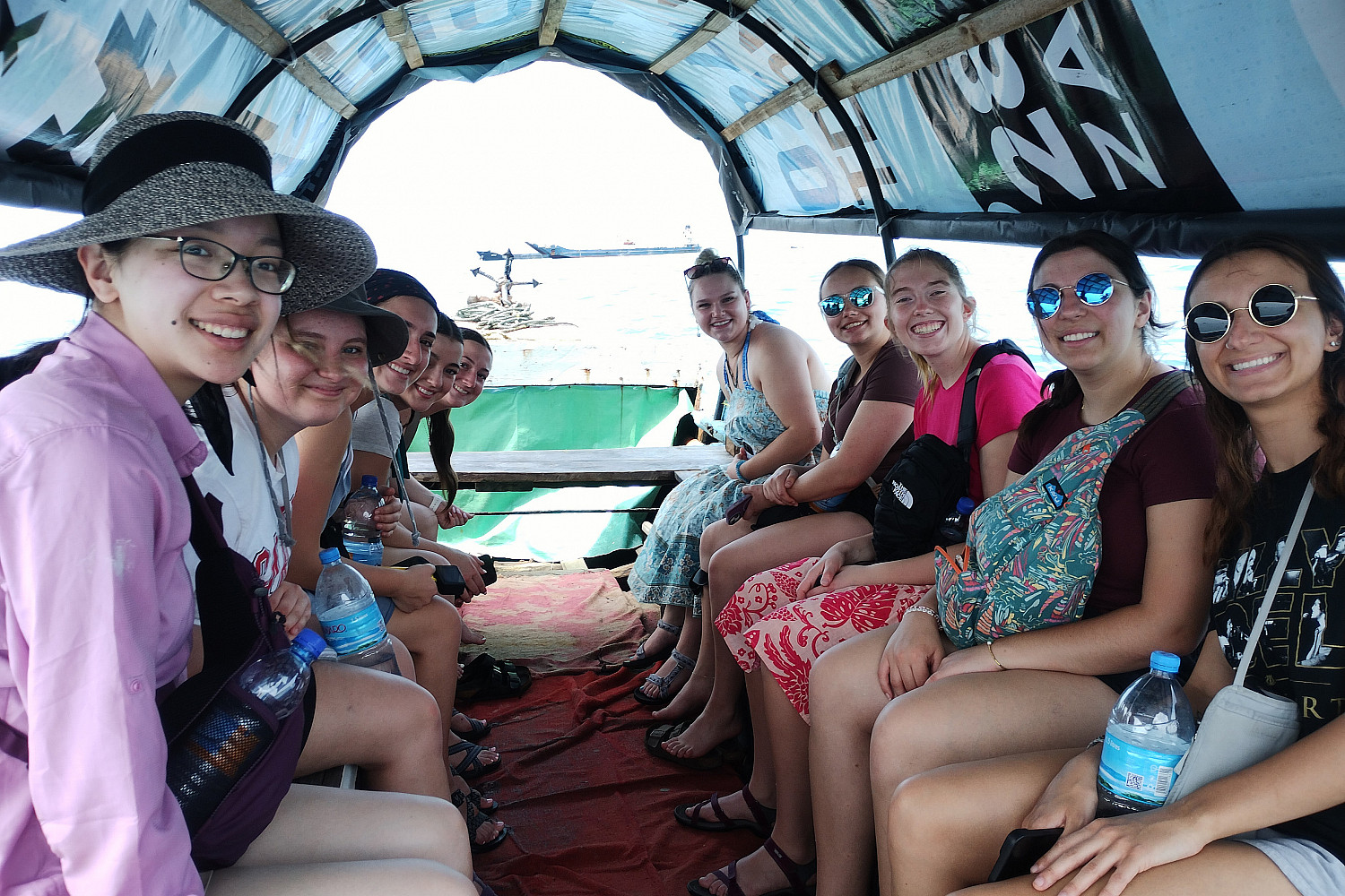 Students enjoying a boat ride.