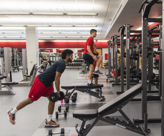 Students work out in the Semler Fitness Center.