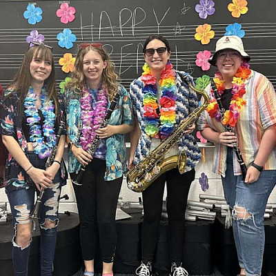 A group of Carthage music students with their instruments.