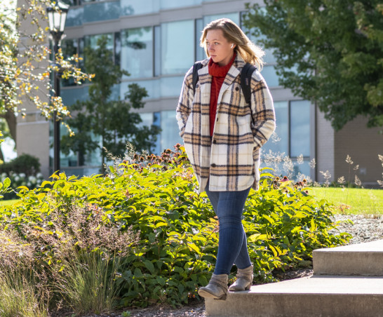 A student walks to classes.