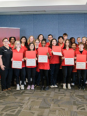 CNA cohort group photo with their certificates.